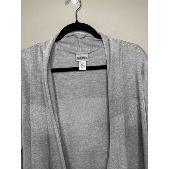 Chico’s Lightweight Silver 3 US XL Open Cardigan Sweater Duster - Picture 3 of 16